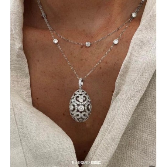 Collier Pendentif en Argent 925 Serti de Zircons